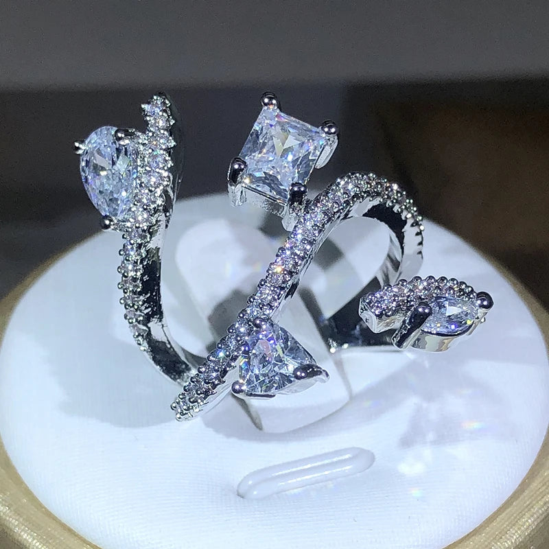 925 Sterling Silver Snake Ring – Zircon Statement Jewelry for Women