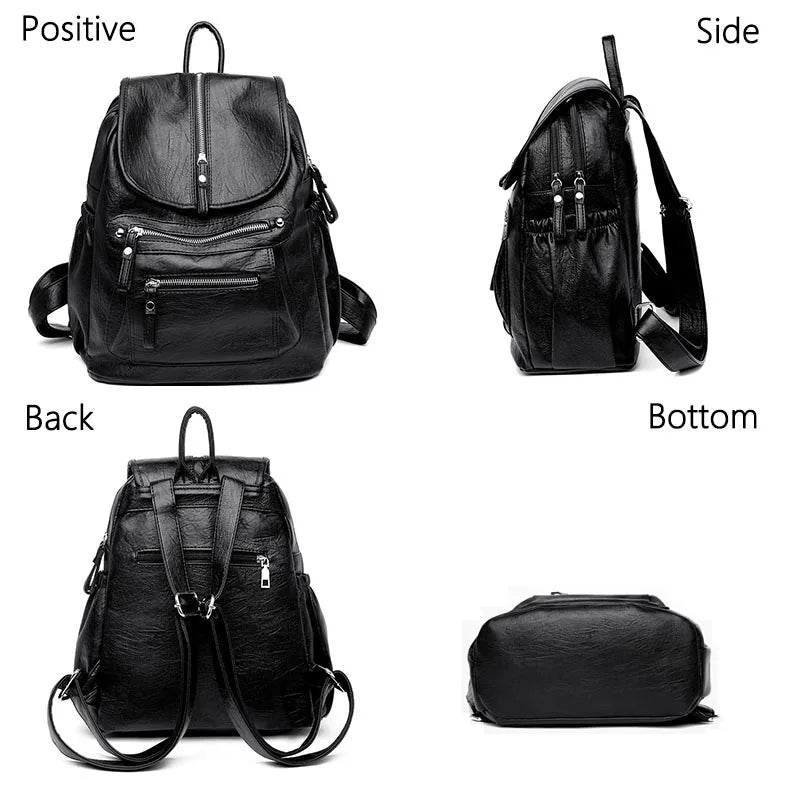 Women's Vintage Leather Backpack – Stylish Travel and Everyday Shoulder Bag