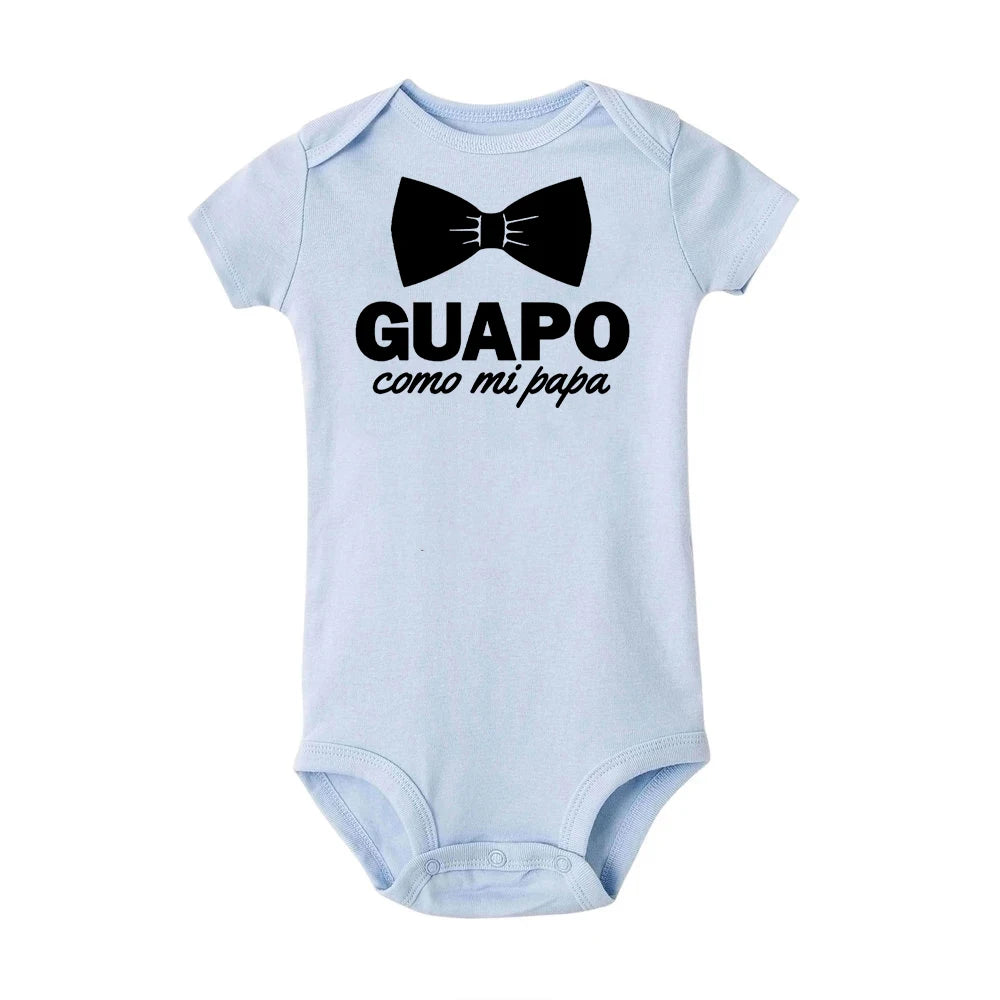 Funny Spanish Infant Newborn Crawling Rompers Guapo Como Mi Papa Boys Baby Casual Bodysuits Clothing Outfits New Dad Best Gifts