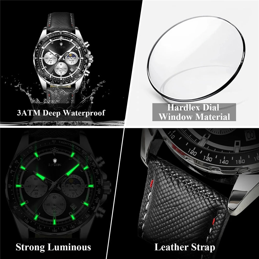 New Digital Sports Chornograph Gifts Mens Watches For Man Luxury Automatic Watch Men Fashion Quartz Wristwatches Leather Clock