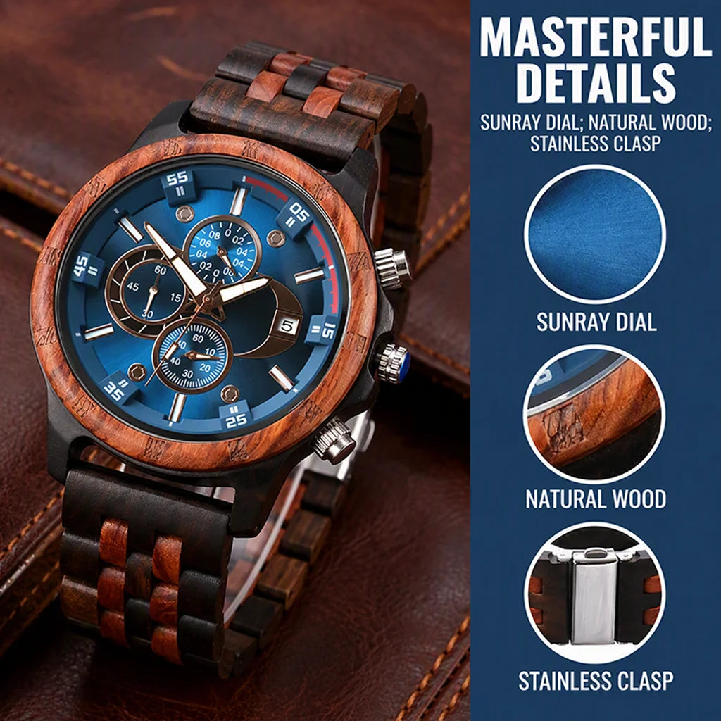 Man's Watches Wooden Watch Strap Hand Watch Quartz Wrist Watch for Men Chronograph Luxury Brand Montre Homme Gift Drop Shipping