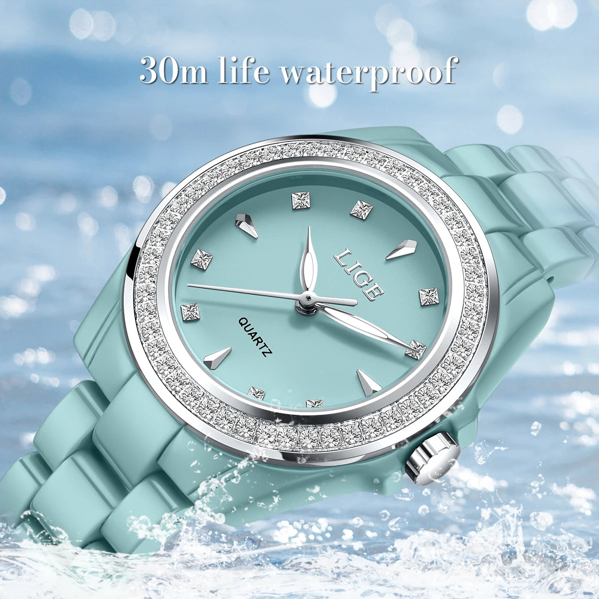 LIGE Women's Watch 2026 New Ceramic Elegant Quartz Watch Fashion Waterproof Luminous Clock Women's Wristwatch Montre Femme+BOX