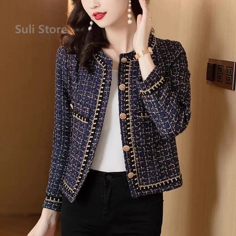 Women, Fashionable Long Sleeved Small Fragrant Style Jacket  Autumn Winter Female New Niche Lace Top, Slimming Short Jacket