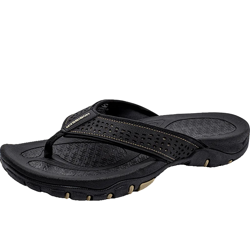 Jumpmore Summer Flip Flops Men Shoes Outdoor Fashion PU Leather Flat Shoes Beach Holiday Shoes Size 40-50
