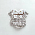 Summer New In Infant Baby Girls Short Sleeve Plaid Bear Outwear Kids Cotton Clothing One-pieces Newborn Cute Bodysuits 유아복
