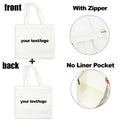 Fashion Custom Bags with Zippered Shopping Tote Bag for Women Eco Reusable Canvas Bags Black White Beige