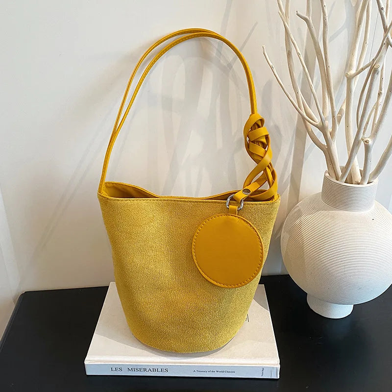 Women's Suede Bucket Bag – Large-Capacity Shoulder Tote for Everyday Use
