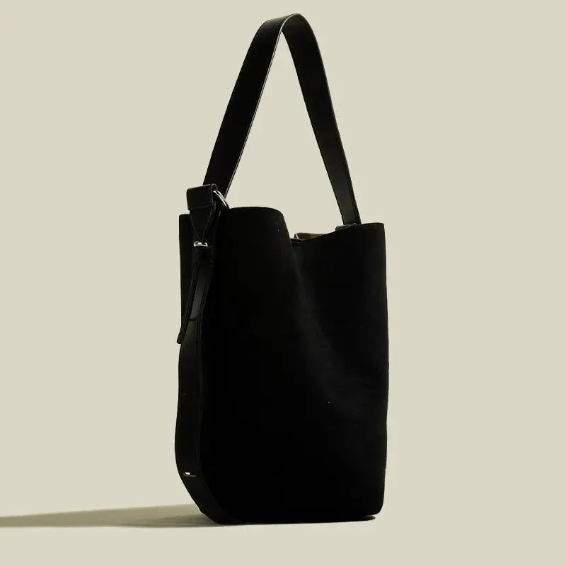 2025 New Fashion Retro Frosted Suede Bucket Shaped Large Capacity Original Simple And Versatile Single Shoulder Women Bag Trendy