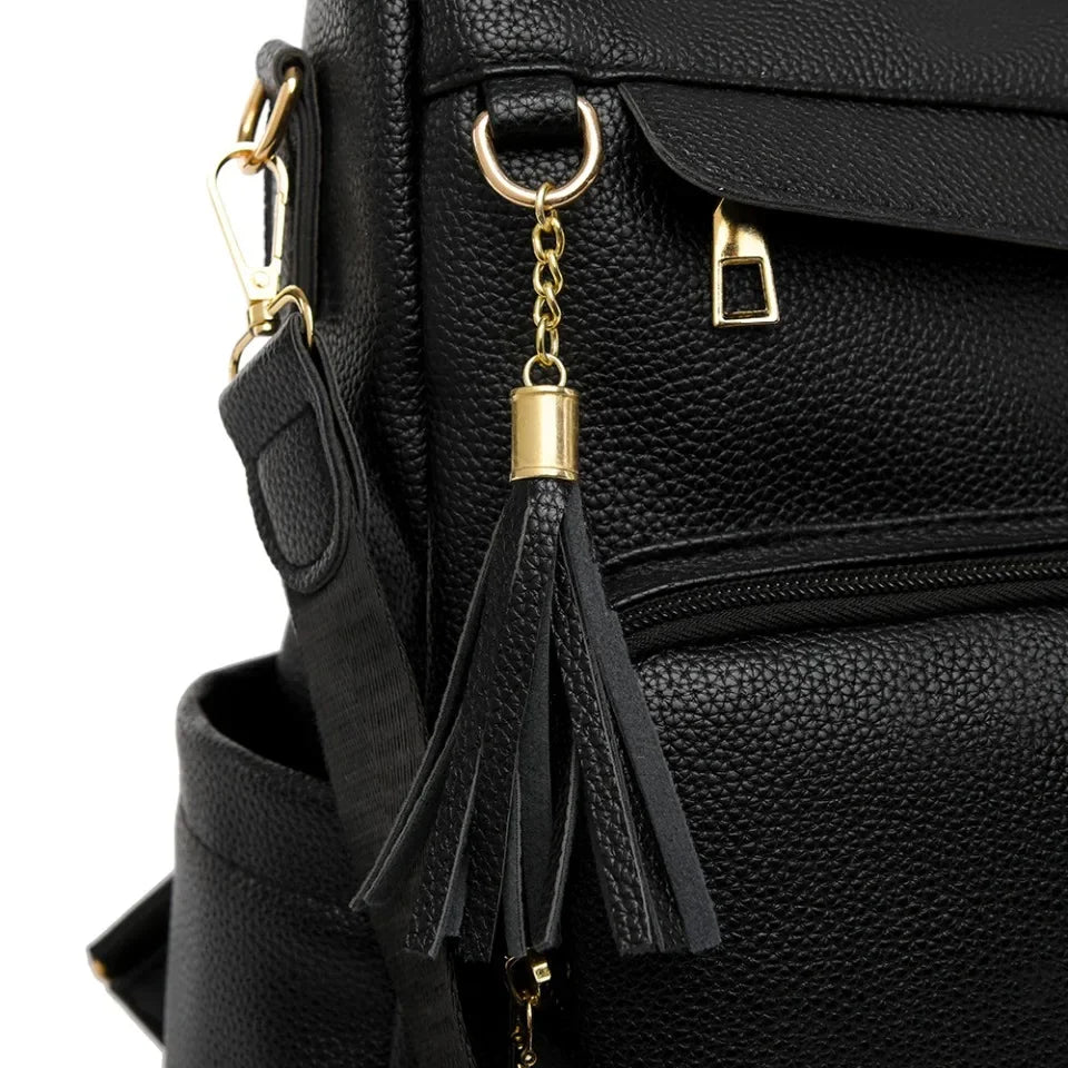 Women's PU Leather Backpack – Stylish Casual Daypack for School and Travel