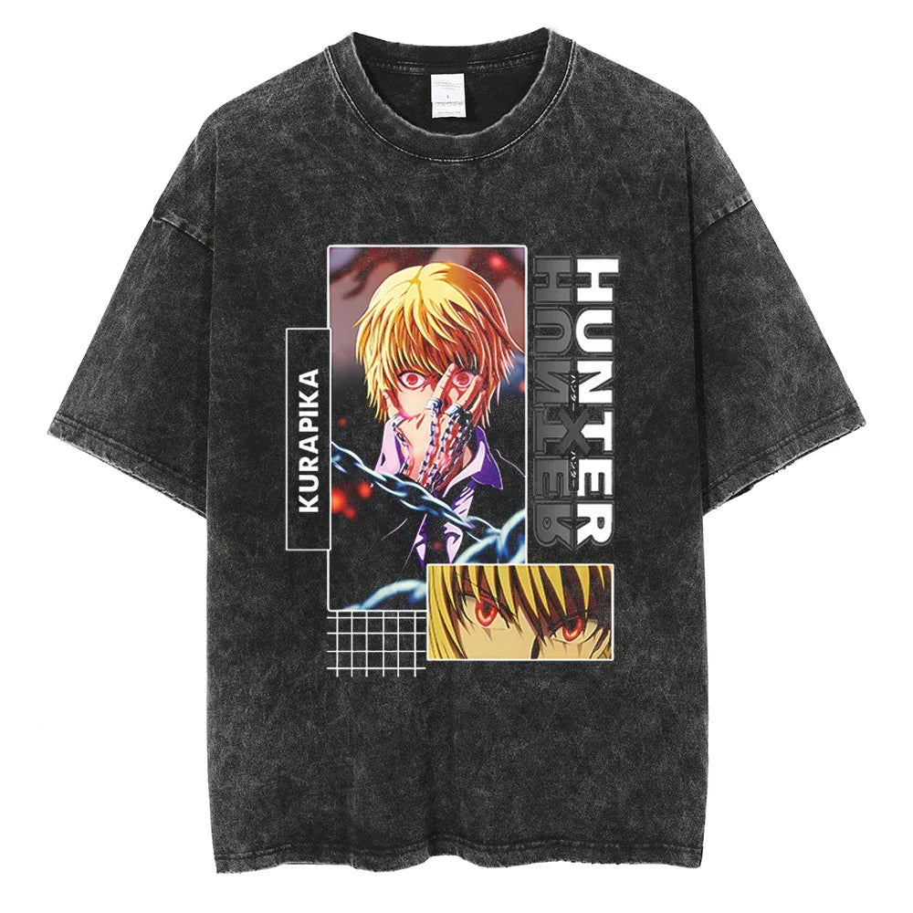 Hunter x Hunter Kurapika Graphic T-Shirt – Unisex Washed Cotton Short Sleeve Streetwear Tee