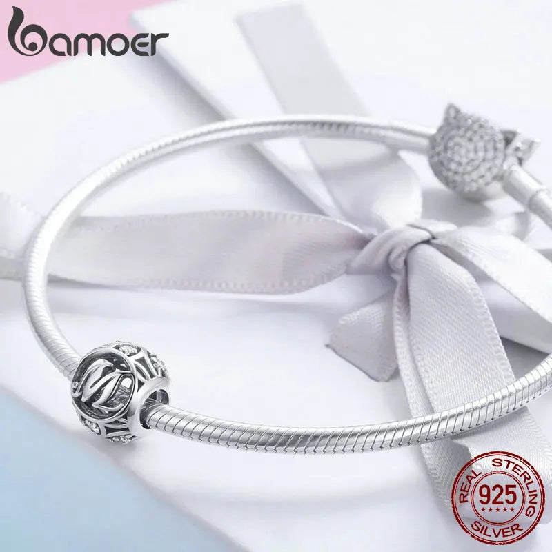 925 Sterling Silver Alphabet Charms A–Z – Letter Beads for DIY Bracelets
