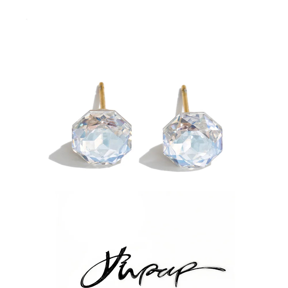 Yhpup Multicolor Crystal Stud Earrings – Round Shiny Earrings for Women