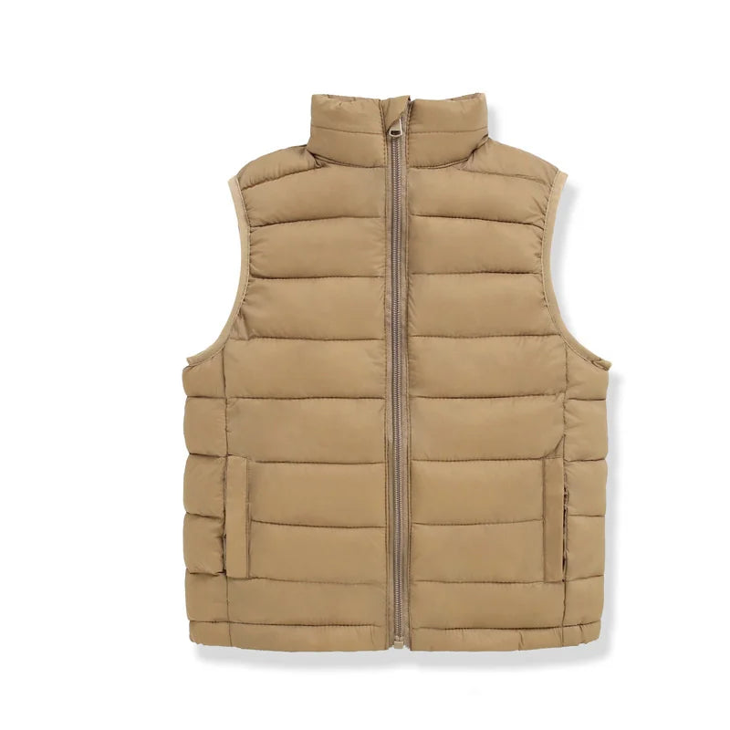 Boys Girls Autumn Down Vest Kids Lightweight Winter Warm Waistcoats Children's Solid Color Sleeveless Jackets Teenager Clothing