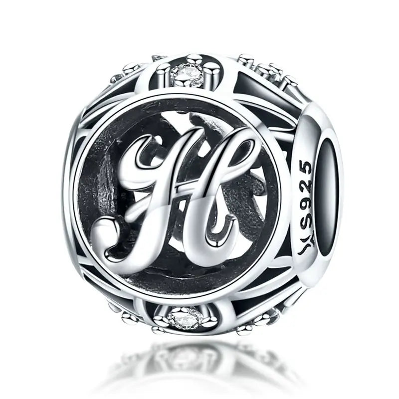 925 Sterling Silver Alphabet Charms A–Z – Letter Beads for DIY Bracelets