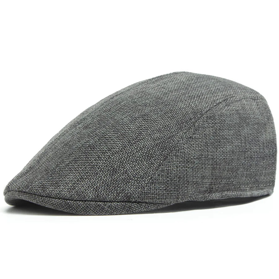 Linen Flat Cap Breathable Ivy Hat Summer Elderly Men Newsboy Cap Unisex Cabbie Hat Vintage British Driving Gatsby Cap Adjustable