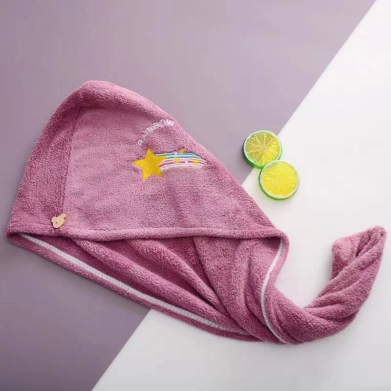 1Pc Dry Hari Cap, Coral Fleece, Polyesler Hair Drying Quick Towel Microfiber Shower Single Bandana Cap Ladies