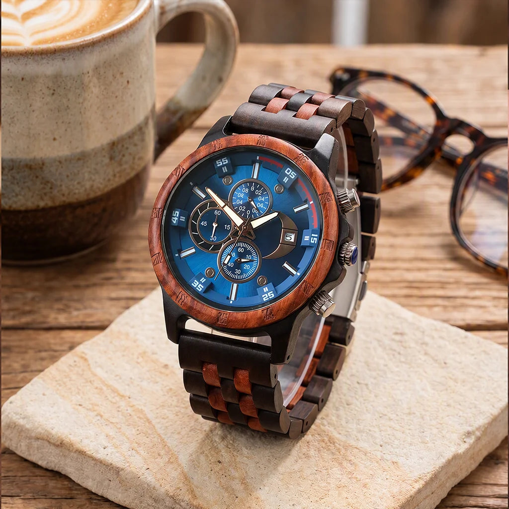 Man's Watches Wooden Watch Strap Hand Watch Quartz Wrist Watch for Men Chronograph Luxury Brand Montre Homme Gift Drop Shipping