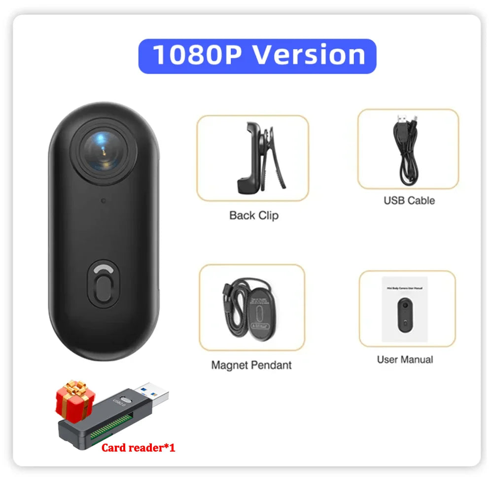Mini 1080P/ 4K Pocket Magnetic POV Vlog Cam Body Chest Recorder Wireless WiFi Waterproof Action Camera Helmet Bicycle Sports