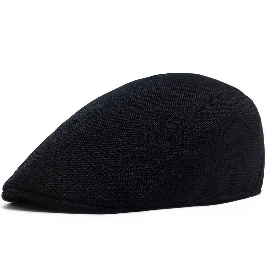 Linen Flat Cap Breathable Ivy Hat Summer Elderly Men Newsboy Cap Unisex Cabbie Hat Vintage British Driving Gatsby Cap Adjustable