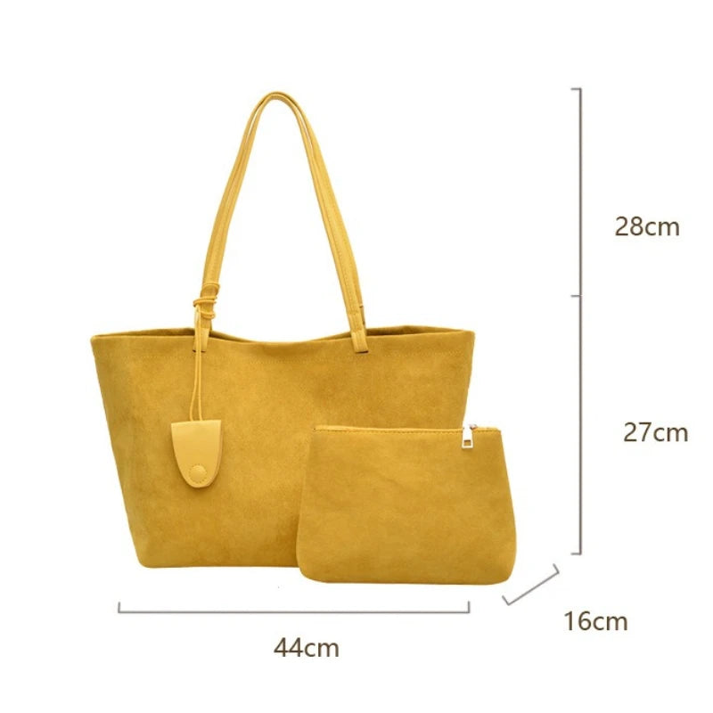 Women's Soft Suede Tote Bag – Large-Capacity Vintage Slouchy Shoulder Bag