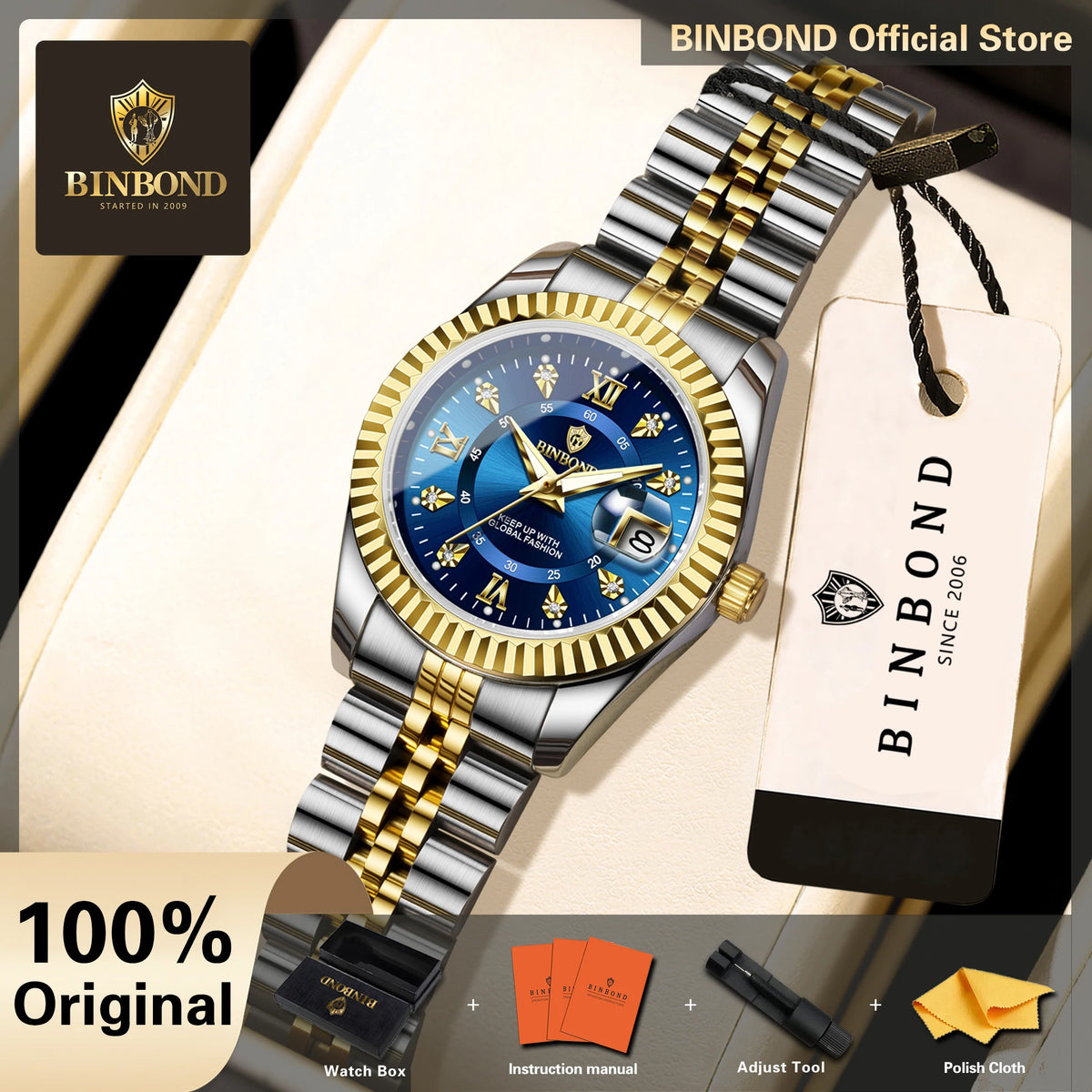 BINBOND Quartz Watches For Women Luminous Waterproof Ladies Watch Montre Femme Luxe De Marque Relojes Para Damas Mujer