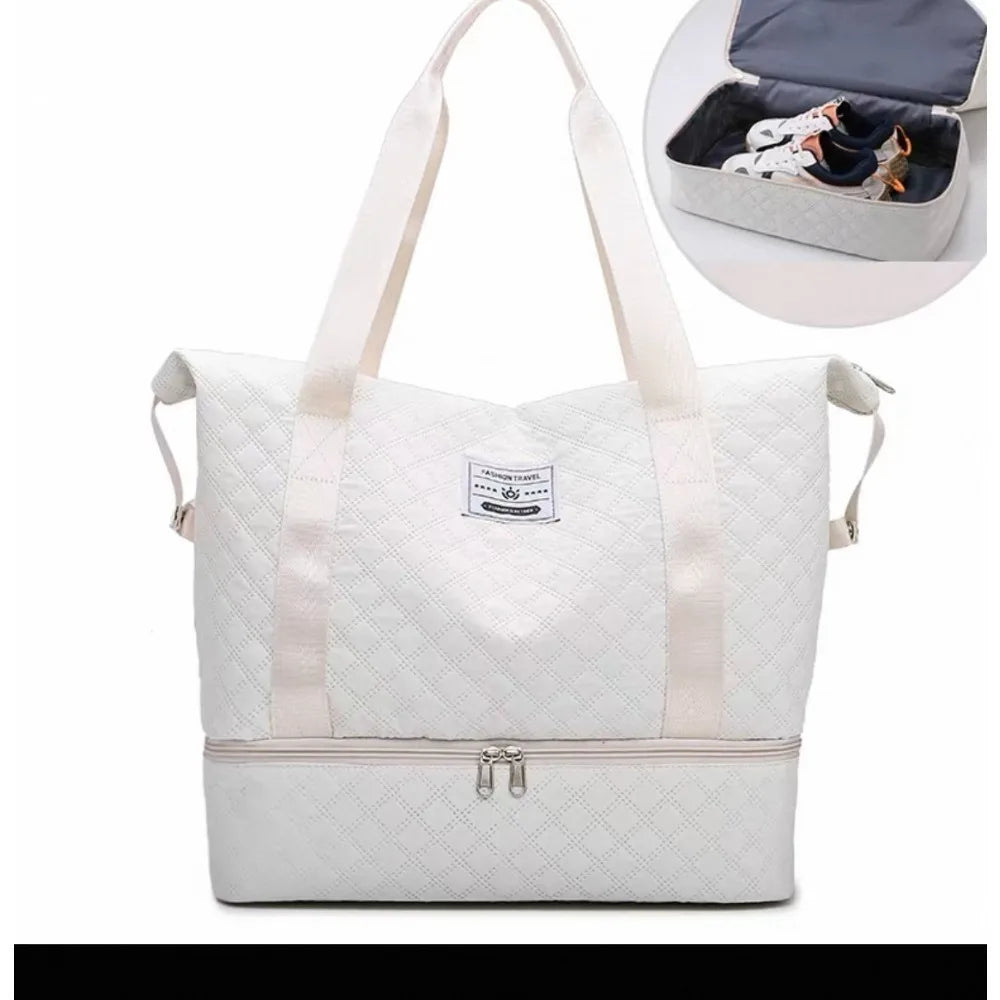 Women's Foldable Vintage Tote Bag – Large-Capacity Shoulder Bag for Work and Travel