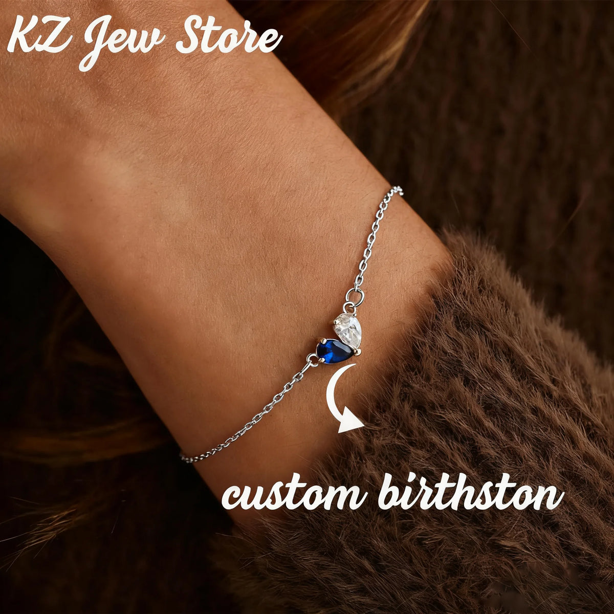 Personalized Two Birthstone Heart Bracelet – Adjustable Gold-Tone Stainless Steel Jewelry