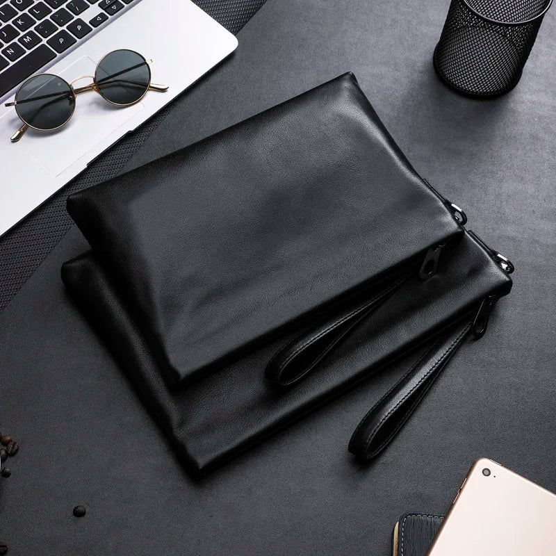 SENOFAN 2025 Clutches Bag Men Envelope Bag Handbag Genuine Leather Sheepskin Wallet Pouch Male Clutch Business Phone Bag Male