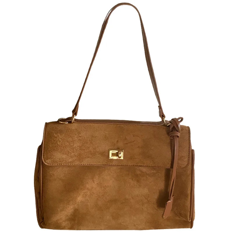 Women's Faux Suede Shoulder Bag – Large-Capacity Winter Tote Handbag
