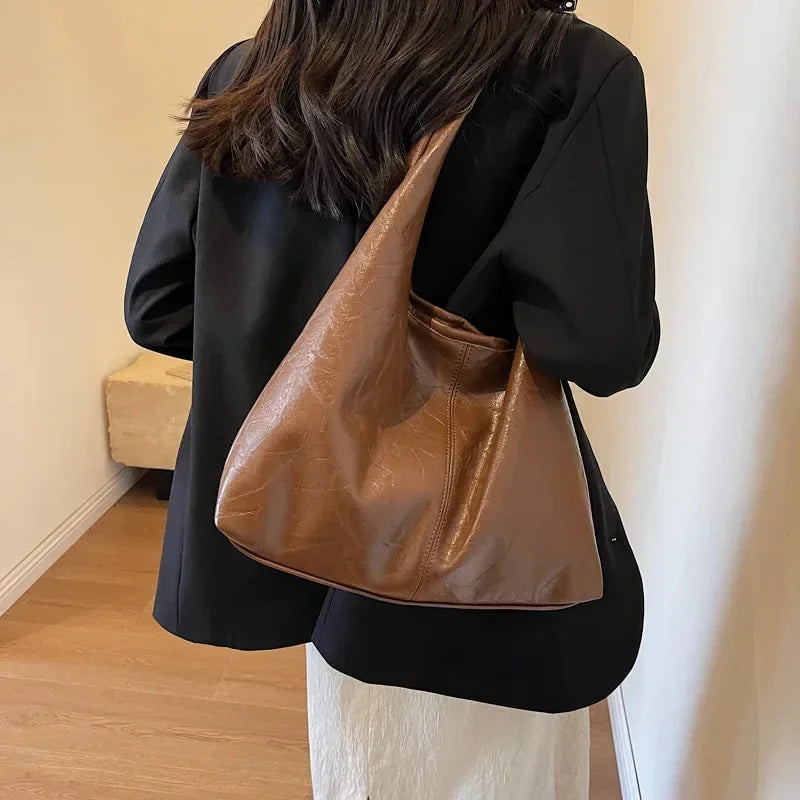 Women's Suede Shoulder Bag – Vintage Large-Capacity Tote with Top Handle