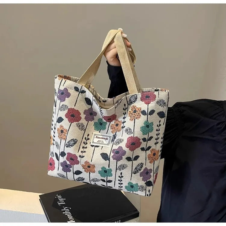 Women's Canvas Tote Bag – Large-Capacity Shoulder Bag for Shopping, Work and School