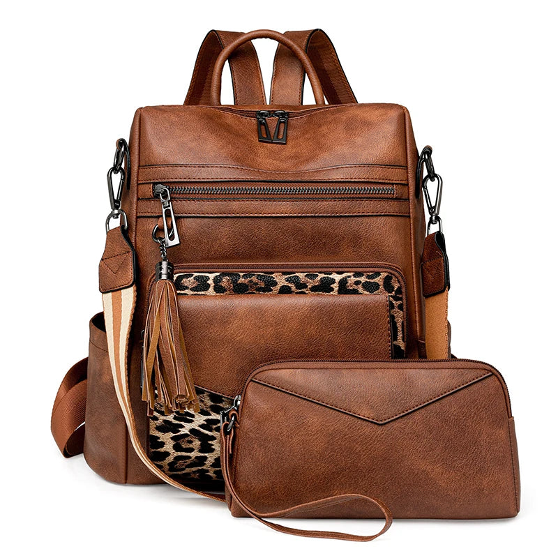 Women's Leather Convertible Backpack Purse – Multi-Pocket Shoulder and Travel Bag
