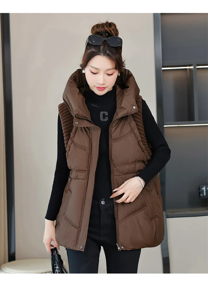 Women’s Hooded Puffer Vest – Warm Sleeveless Padded Jacket