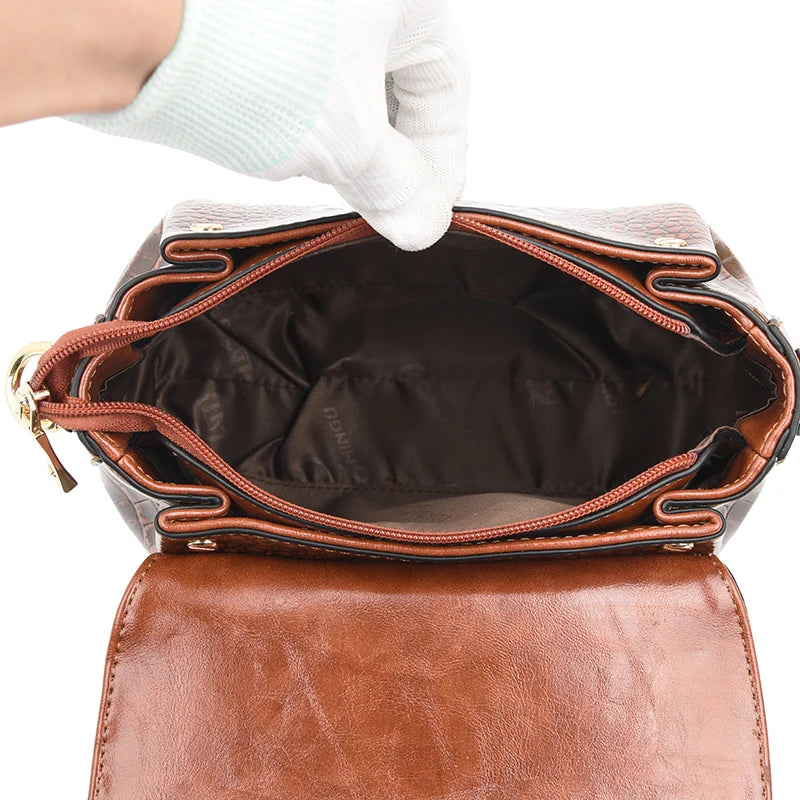Women's Crocodile-Pattern Shoulder Bag – Luxury-Style Leather Crossbody Handbag