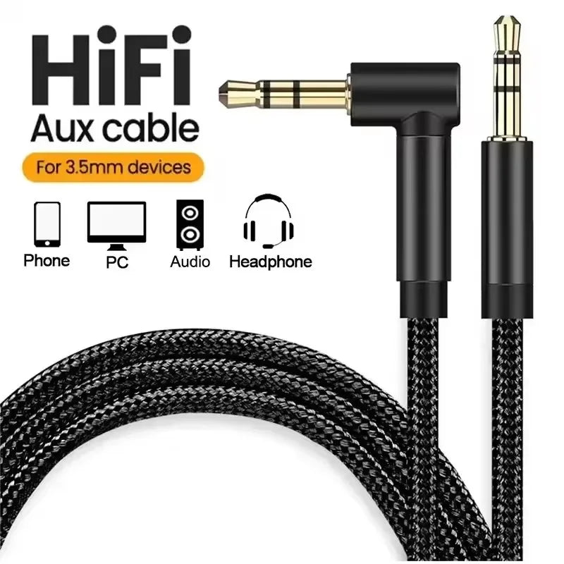 3.5mm Jack Audio Cable 90 Degree Elbow Male to Male Speaker Aux Wire For Samsung Xiaomi MP4/3 Video Car Headphone Adapter Cord