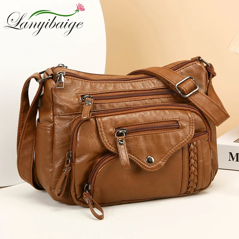 Women's Luxury Leather Tote Bag – Casual Designer Shoulder and Crossbody Handbag