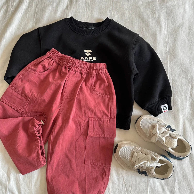 Kids’ Wide-Leg Cargo Pants – Casual Trousers for Boys and Girls