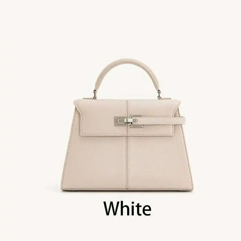 Women's Trapezoid Leather Handbag – Elegant Top-Handle Shoulder Bag