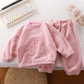 Children's Pajama Set for Boys and Girls Autumn and Winter with Thick Velvet Home Clothes Baby Warm Pure Color Clothing Set
