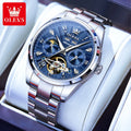 OLEVS 7028 Automatic Mechanical Men's Watch Tourbillon Dial Multifunctional Date Waterproof Luminous Watch for Men