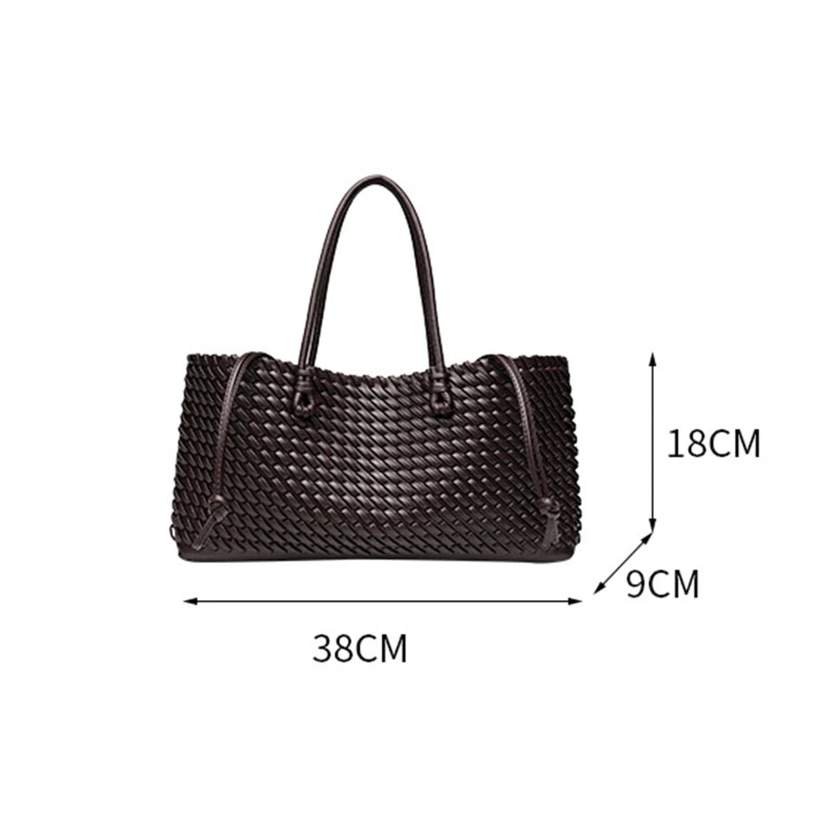 Fashion Design Woven Shopper Bag Top Handle Tote Bag Solid Color Women's Handbags Daily Shoulder Bags Commuter Clutch Purse Sac