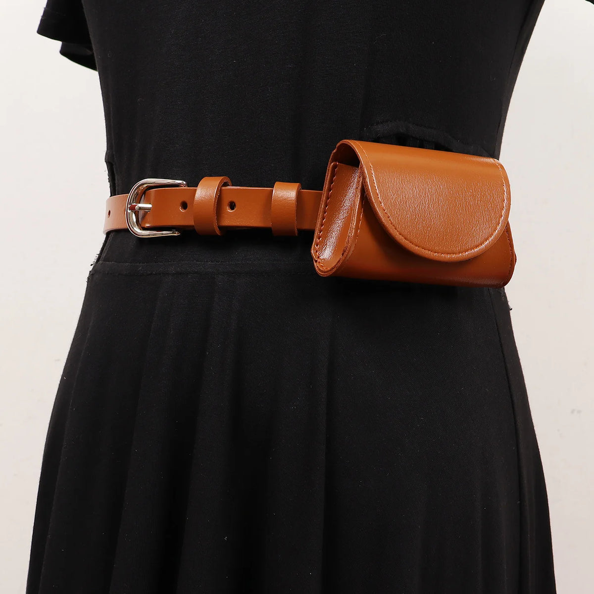 Mini Flap Waist Packs for WOmen Real Cow Leather Waist Belts with Lipstick Keys Purse Bag Cute Cowskin Fanny Pack Sac Femme