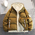 Men's Hooded Puffer Parka – Thick Warm Padded Winter Jacket, Casual Solid Color Coat