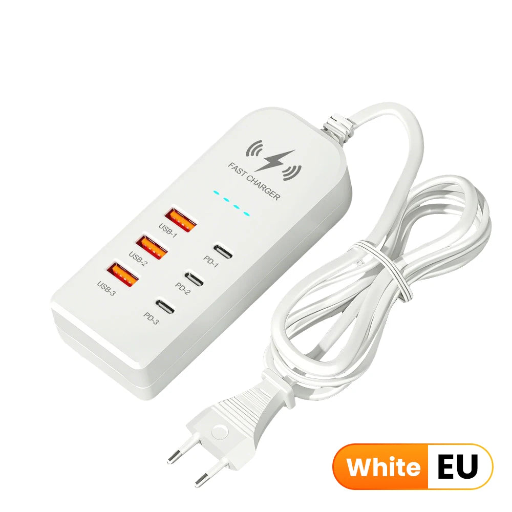 3USB 3Type C Charger Power Strip Universal Fast Charging EU/US Plug Phone Charger Adapter Electric Socket Extension Cable Socket