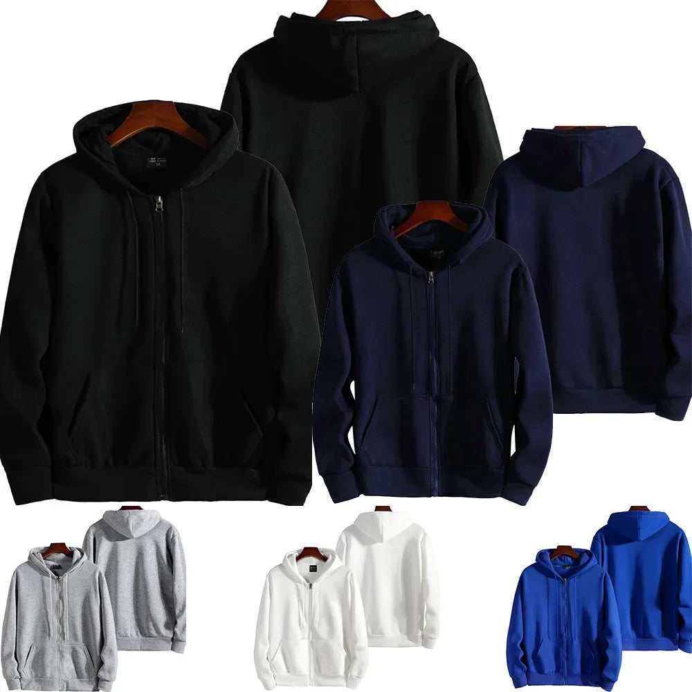 Unisex Zip-Up Hoodie – Long Sleeve Casual Sweatshirt for Autumn and Winter