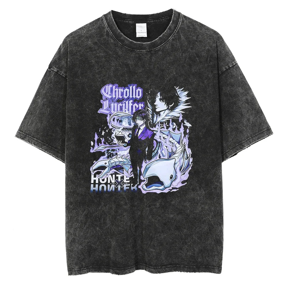 Hunter x Hunter Kurapika Graphic T-Shirt – Unisex Washed Cotton Short Sleeve Streetwear Tee