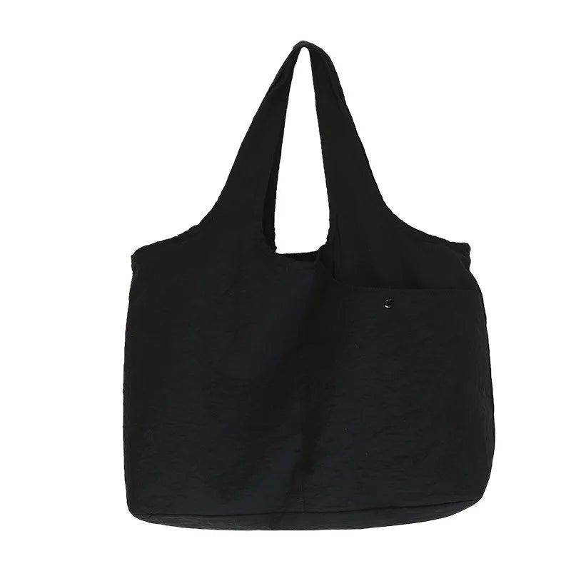 2026 SS K-Fashion Premium Solid Canvas Tote Large Capacity Shoulder Crossbody Work Commuter Handbag Women