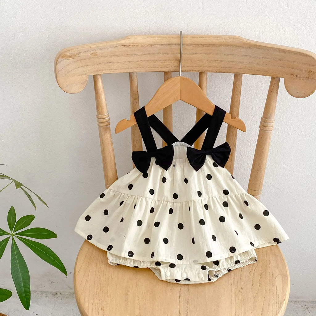 Summer Baby Girl Clothes Cute Bow Tie Baby Infant Clothes Dot Princess Romper Dress Summer Clothing