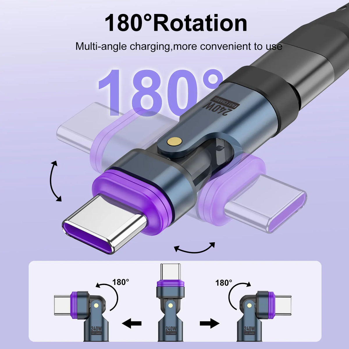 USLION 240W Type C Adapter USB-C to Type-C Fast Charging Cable Magnetic USB C Female Converter for Macbook iPhone 16 15 Xiaomi