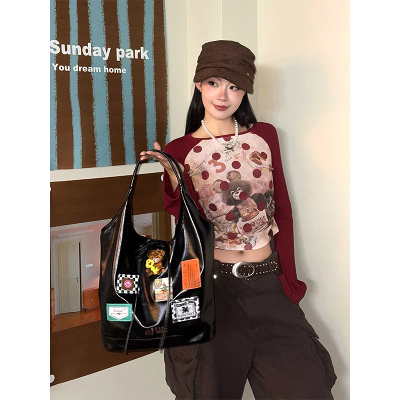 ELFSACK Fashionable Versatile Design Sense Embellished Large Capacity Tote Bag For Women